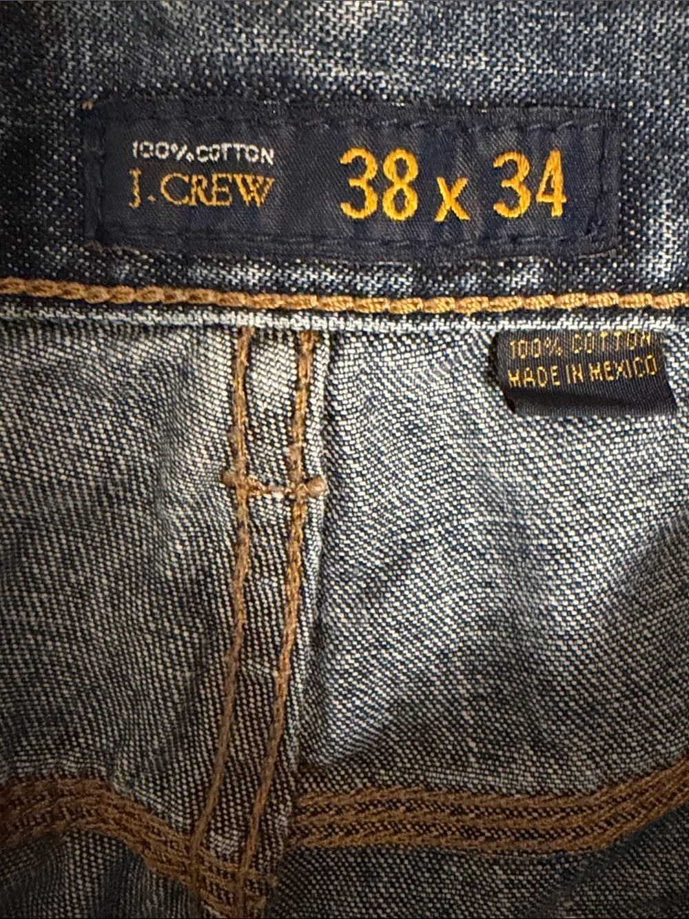 J Crew Vtg. Jeans Mens 38x34 Blue Denim Carpenter Workwear Wide Leg Cotton